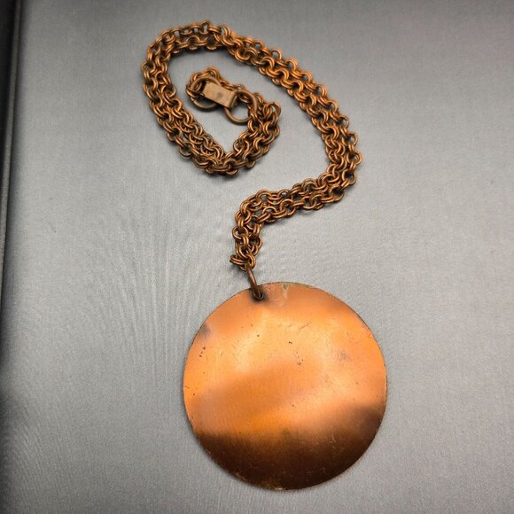 VTG Solid Copper Seahorse & Fish Pendant Necklace 20" Double Round Link Chain - Picture 6 of 10